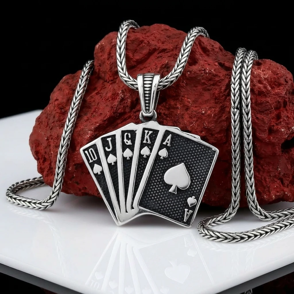 Royal Flush İskambil Kartları Kolye Ucu ürün görseli