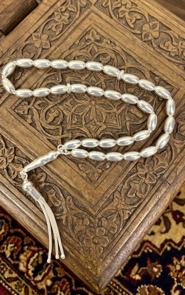 Pürüzsüz Arpa Kesim 925 Ayar Gümüş Tesbih