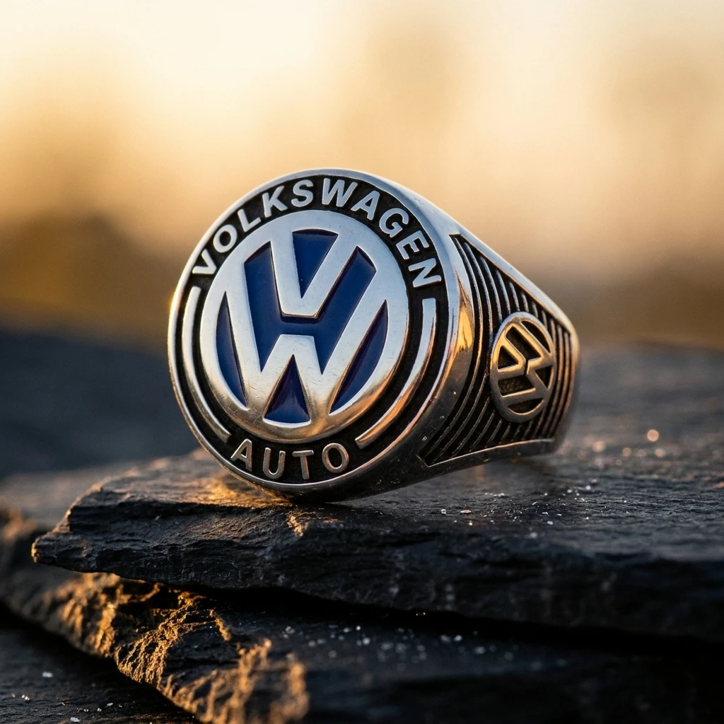 Volkswagen Logolu ve Lacivert Mineli Erkek Yüzüğü ürün görseli