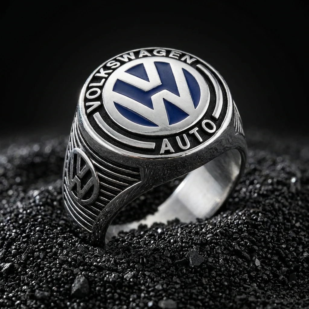 Volkswagen Logolu ve Lacivert Mineli Erkek Yüzüğü ürün görseli
