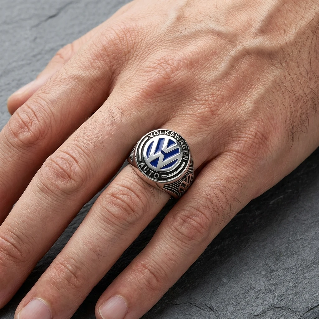 Volkswagen Logolu ve Lacivert Mineli Erkek Yüzüğü ürün görseli