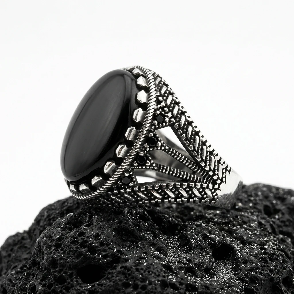 Zırhlı Örgü Gümüş Erkek Yüzük