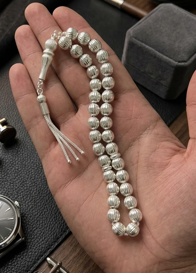 Özel İşçilik Karpuz Model 925 Ayar Gümüş Tesbih