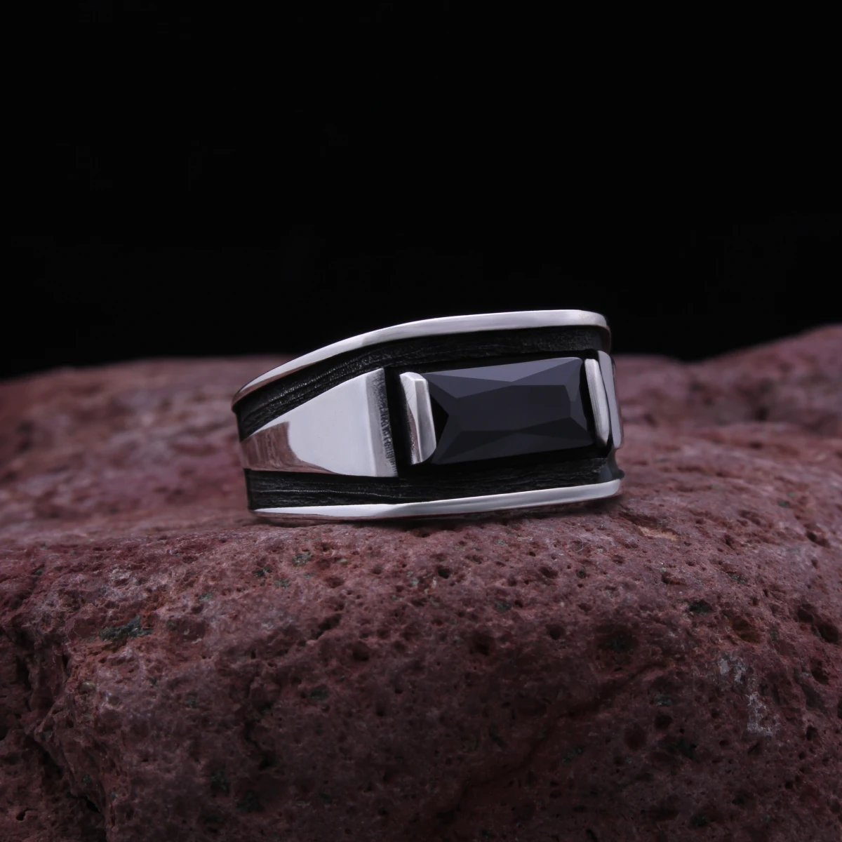 Baget Taş Sade Tasarım Gümüş Yüzük