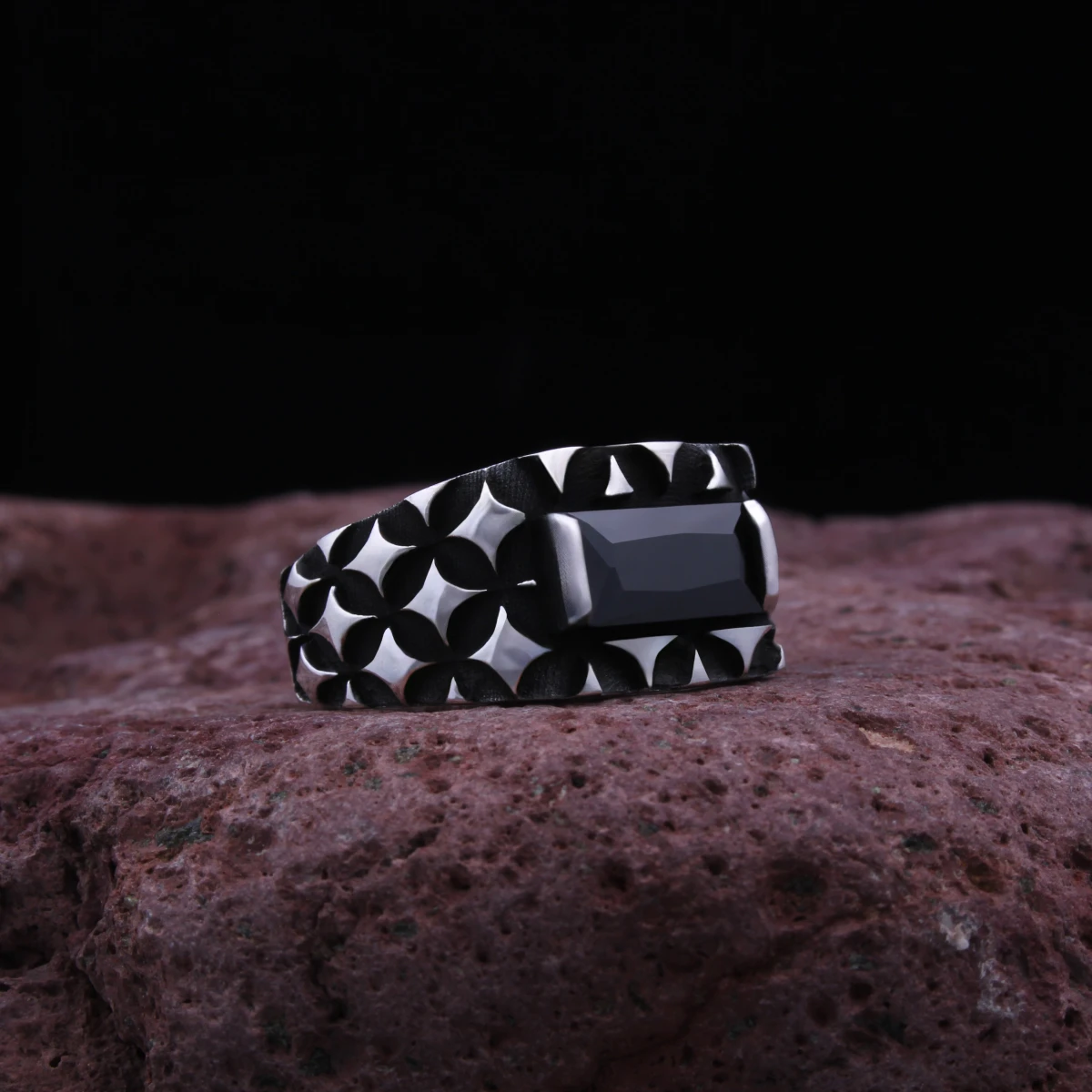 Baget Taş Yıldız Tasarım Gümüş Yüzük