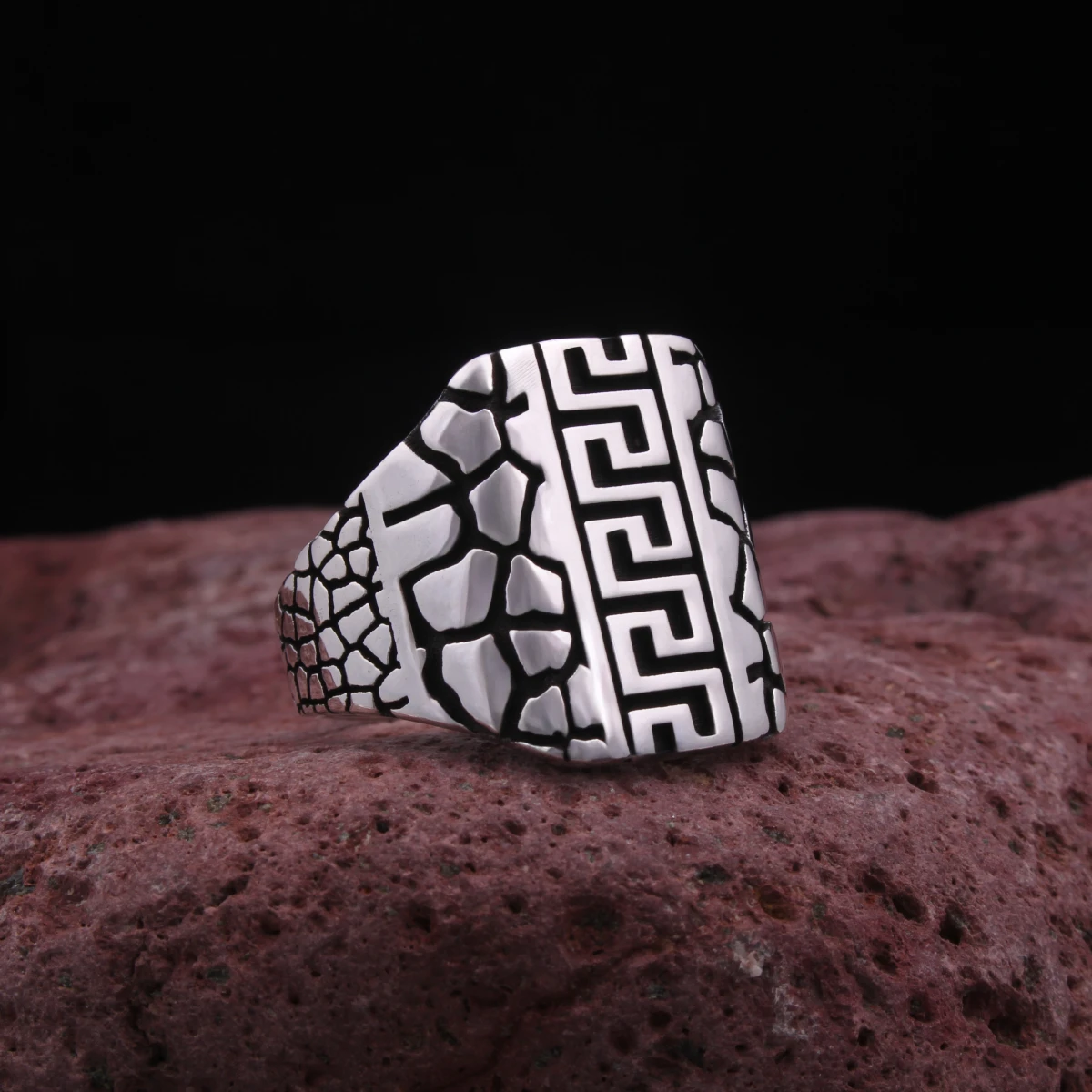 Greek Tasarım Gümüş Erkek Yüzüğü