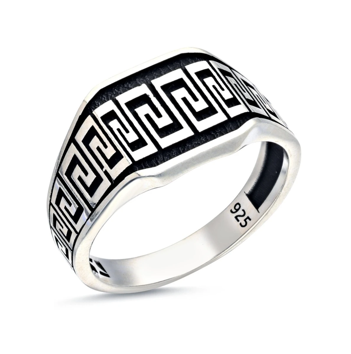 Antik Yunan Labirent Desenli Erkek Yüzüğü