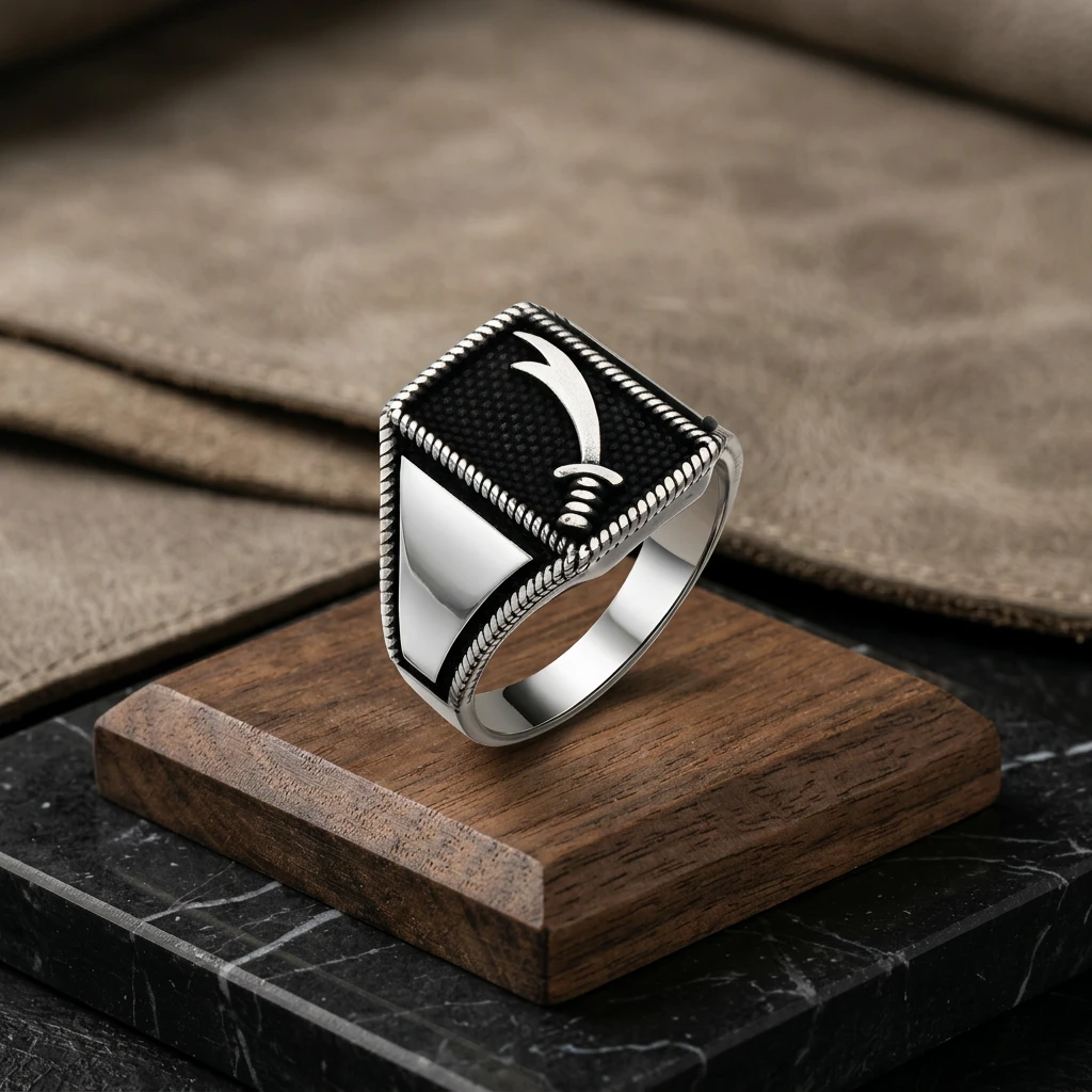 Zülfikar Tasarım Gümüş Erkek Yüzüğü
