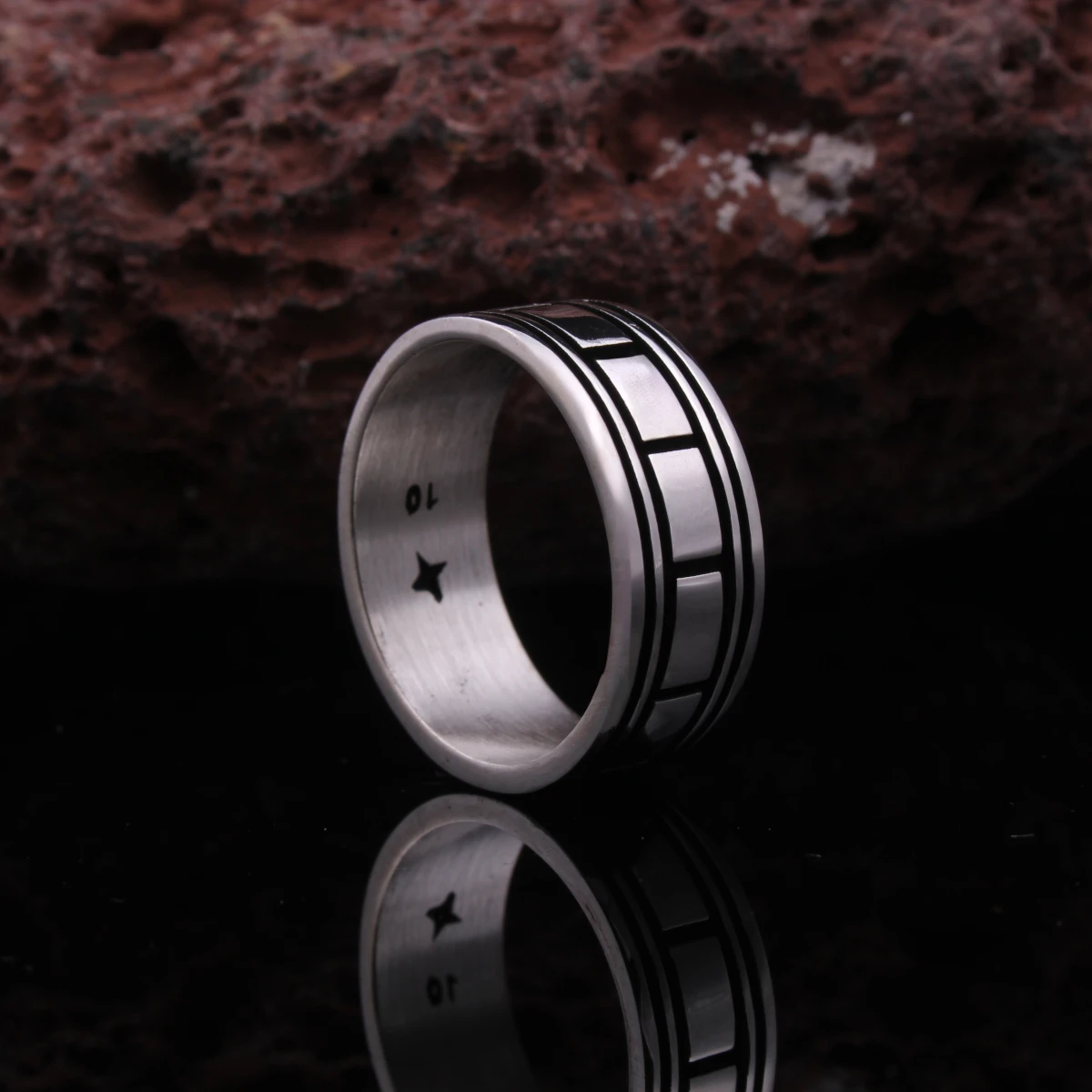 Çizgisel Tasarım Alyans Gümüş Erkek Yüzüğü