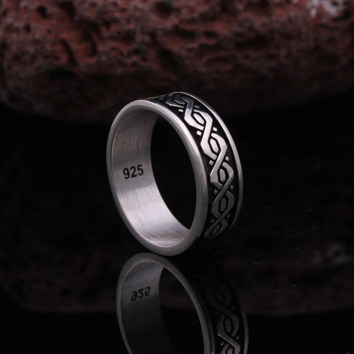 Örgü Tasarım Alyans Gümüş Erkek Yüzüğü