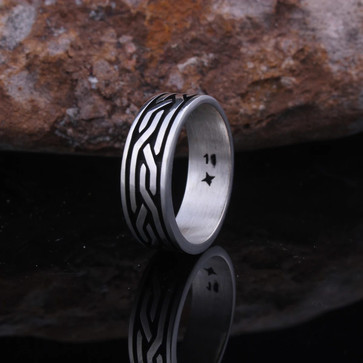 Örgü Tasarım Alyans Gümüş Erkek Yüzüğü