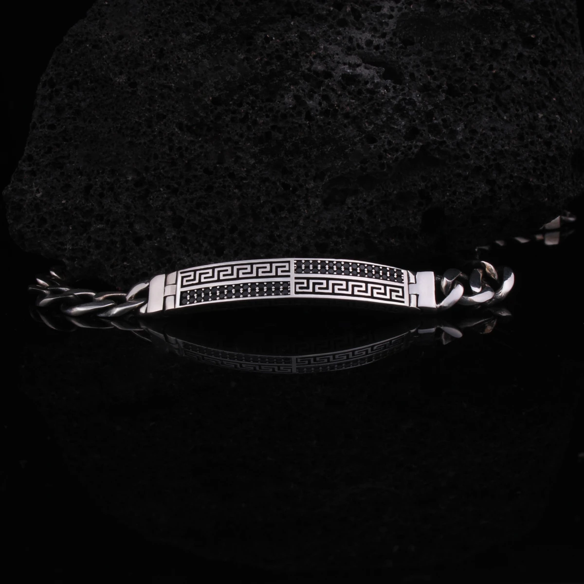 Grek Desenli Gurmet Zincir Erkek Bileklik