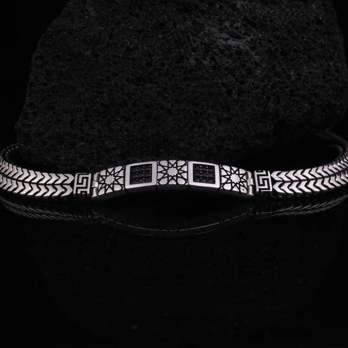 Selçuklu Yıldızı Motifli Balıksırtı Erkek Bileklik