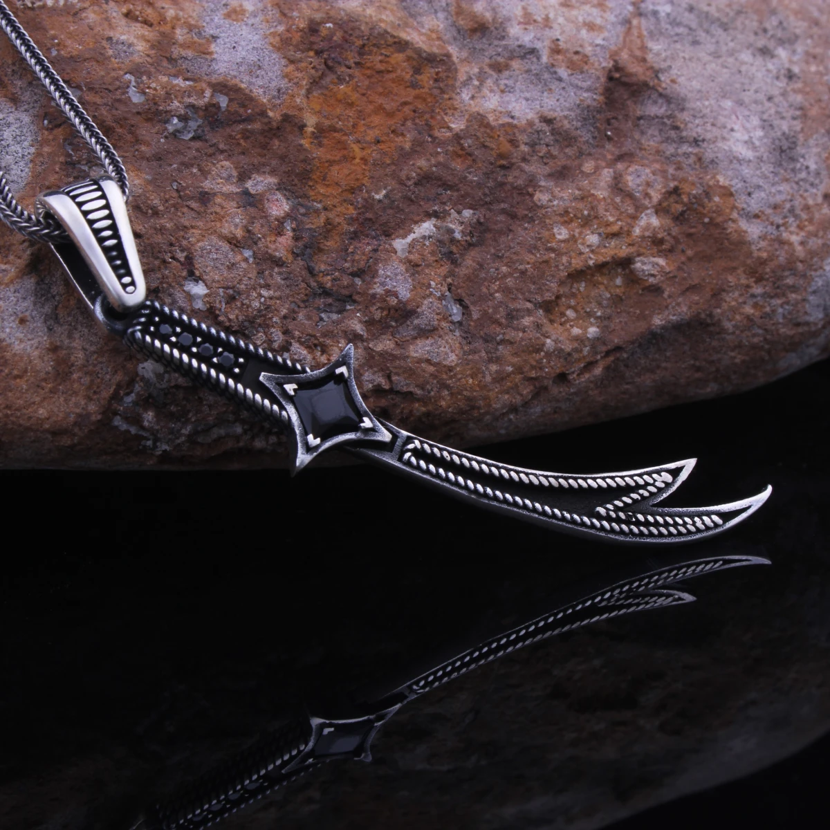 Zülfikar Tasarımlı Gümüş Erkek Kolye Ucu