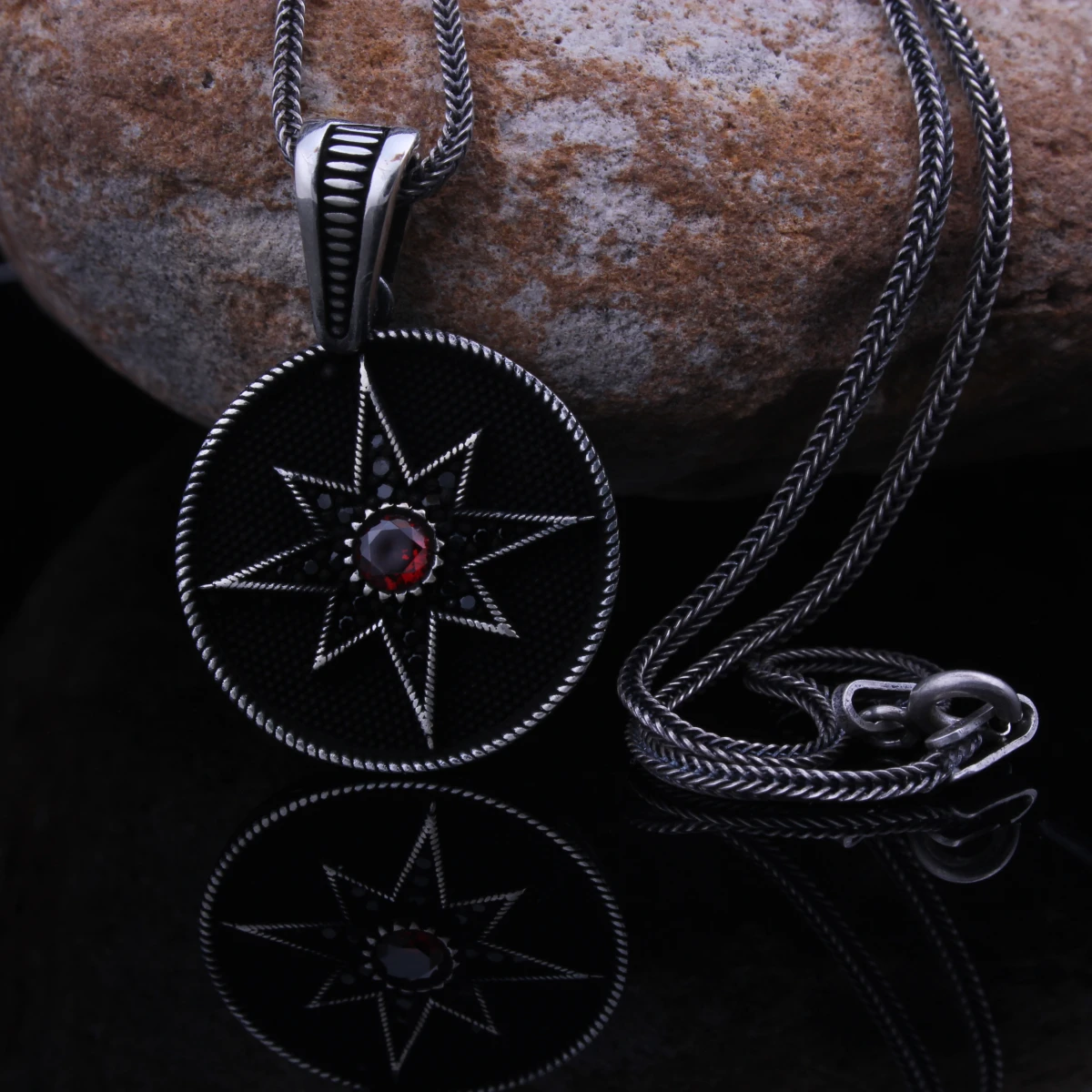 Yıldız Tasarımlı Gümüş Erkek Kolye Ucu