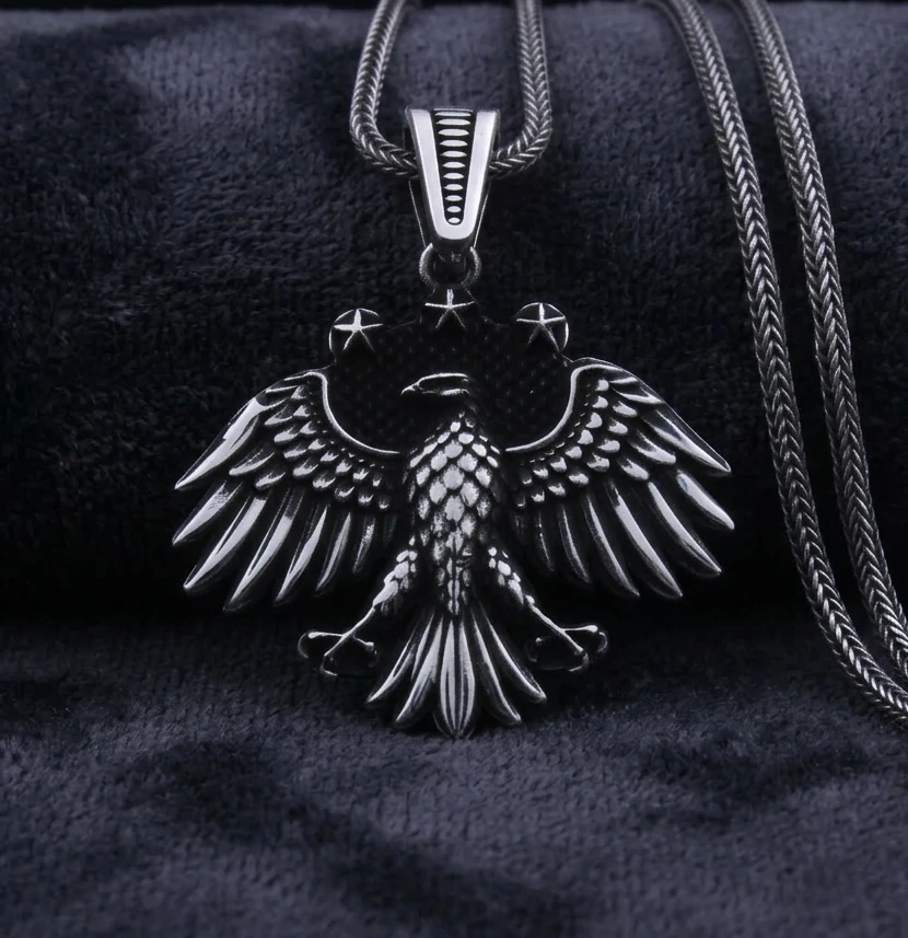 Suriye Kartal Tasarımlı Gümüş Erkek Kolye Ucu