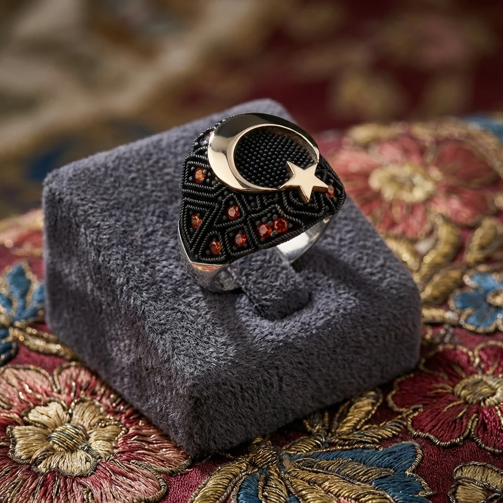 Ay Yıldız Erkek Yüzüğü