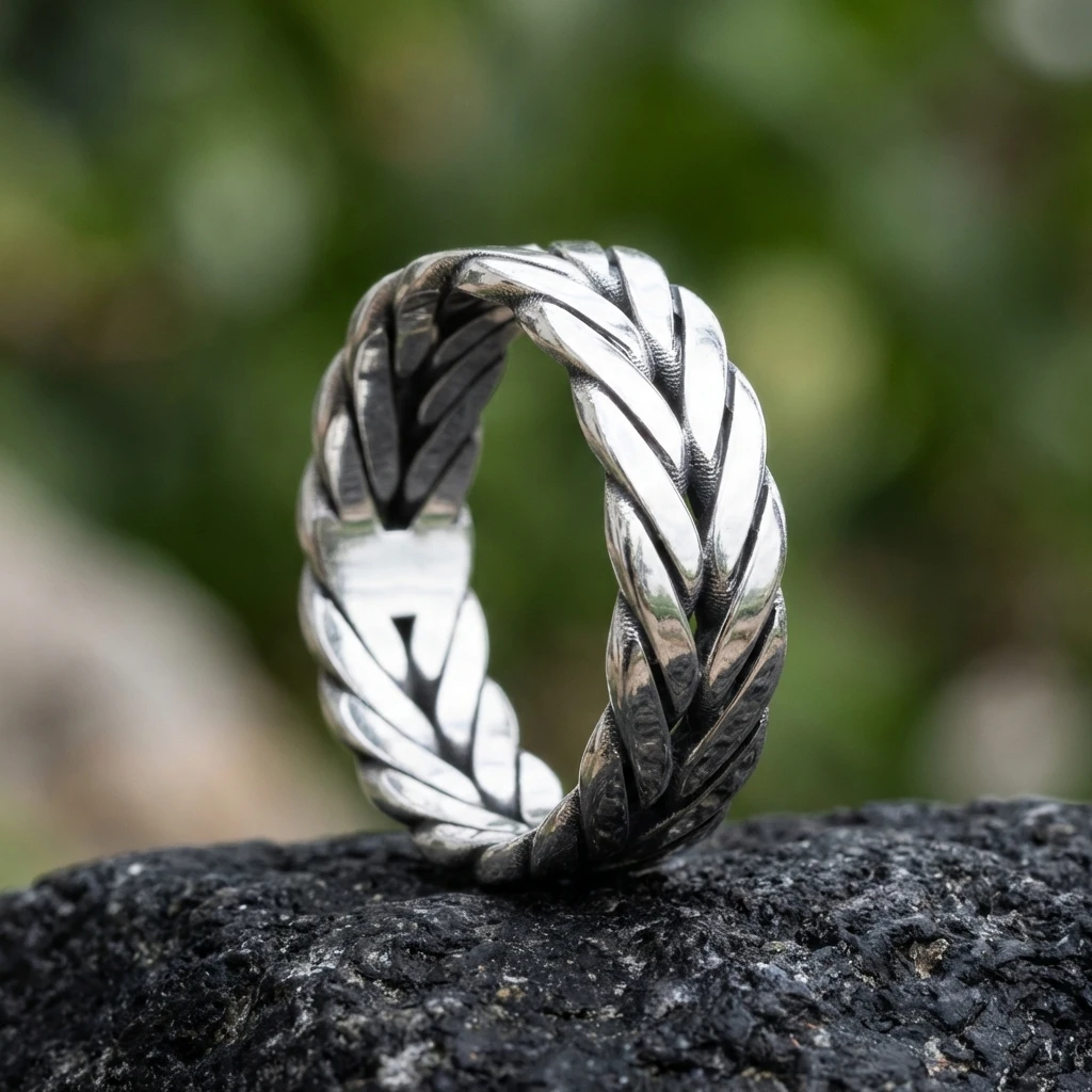 Özel Dokulu Gümüş Alyans