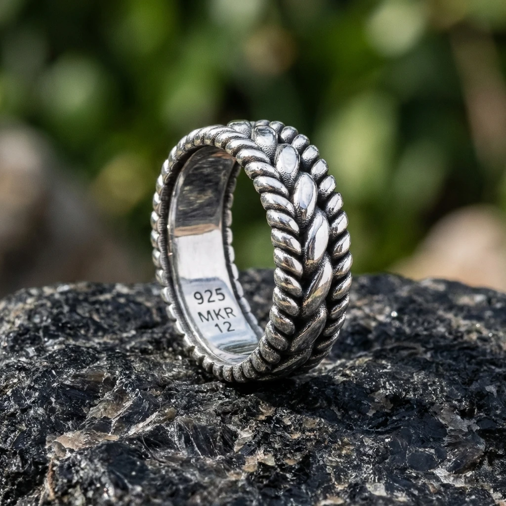 Sık Örgü Halat Desenli Alyans