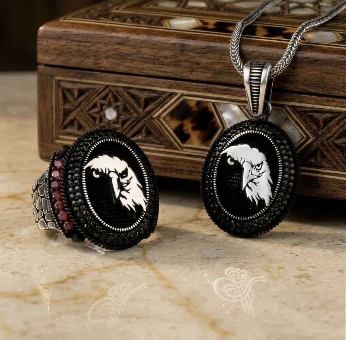 Kartal Gölgesi Yüzük ve Kolye Takım