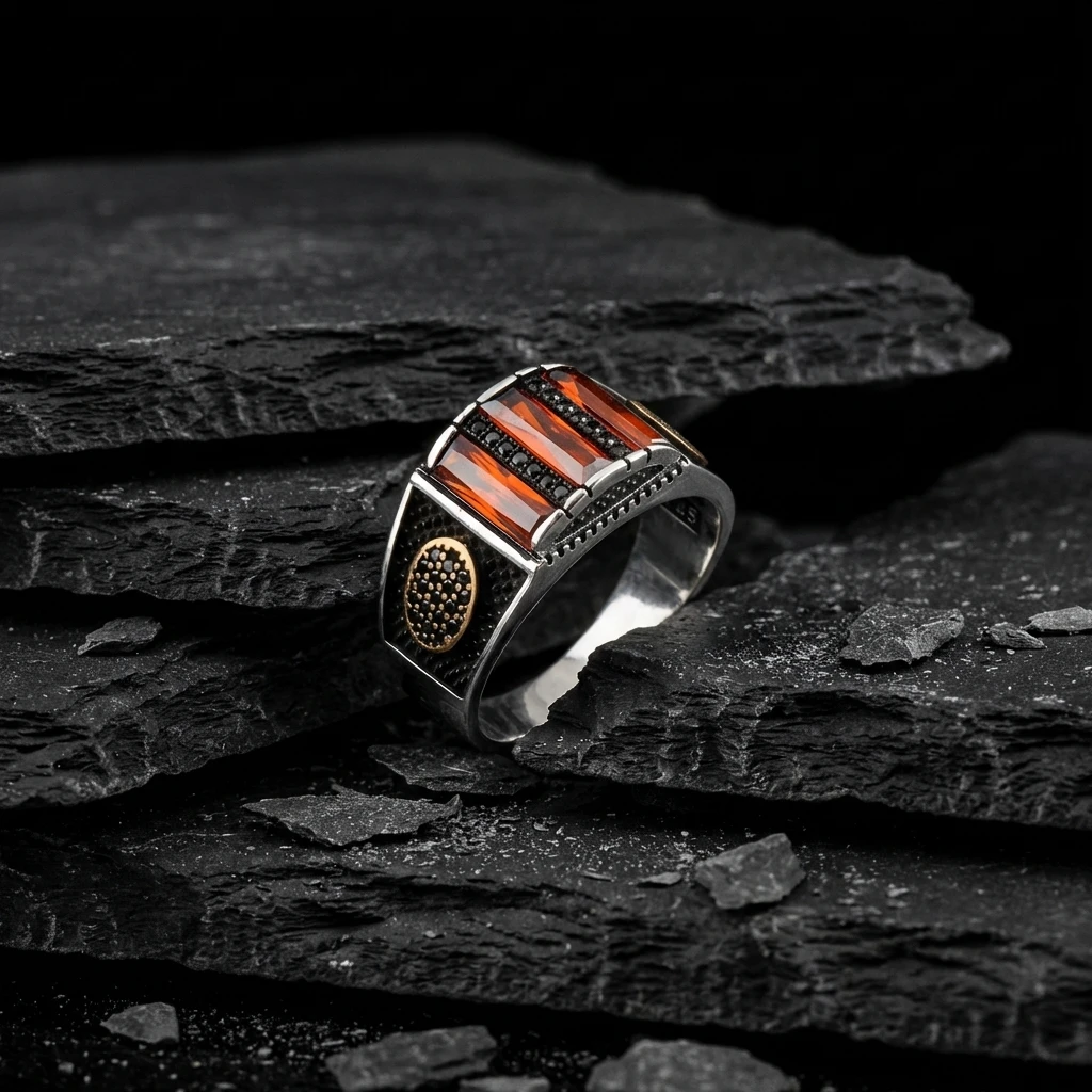 Baget Taşlı Sade Erkek Yüzüğü