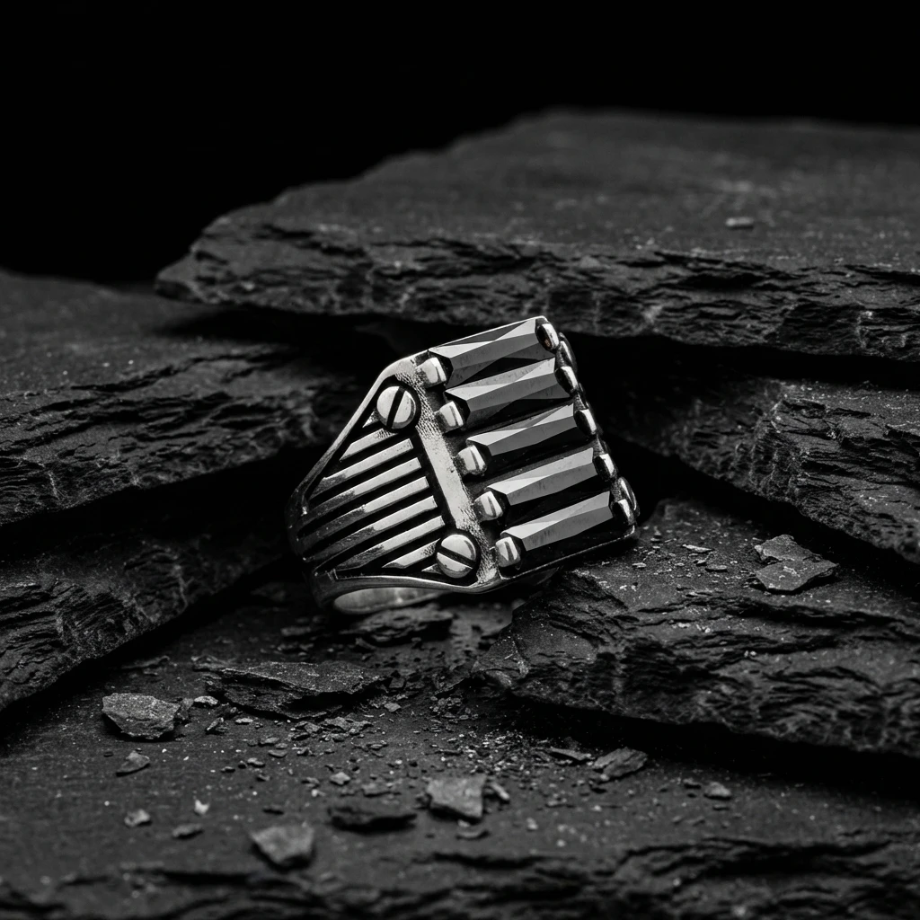 Vida Detaylı Beşli Baget Taşlı Yüzük