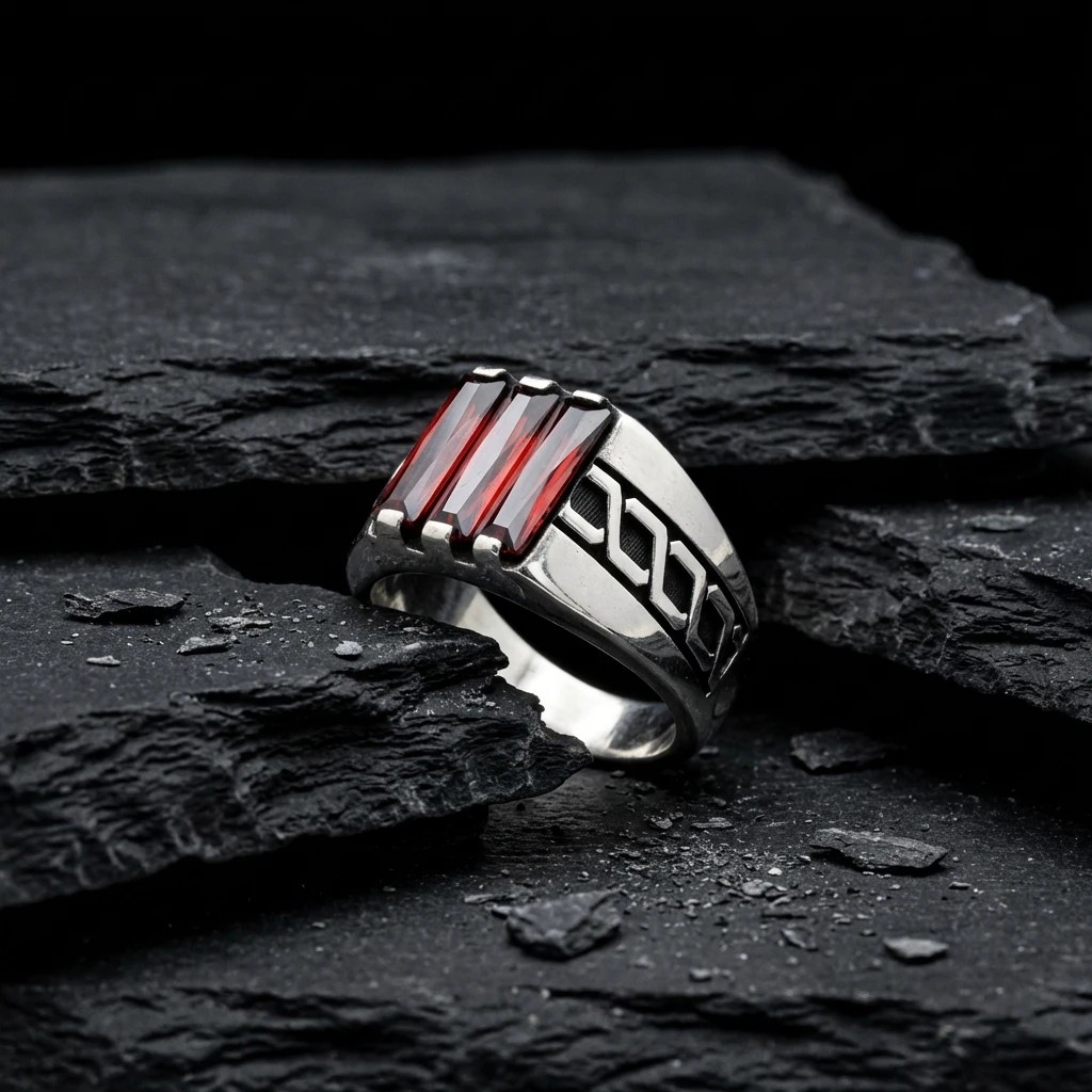 Zincir Desenli Üçlü Baget Yüzük