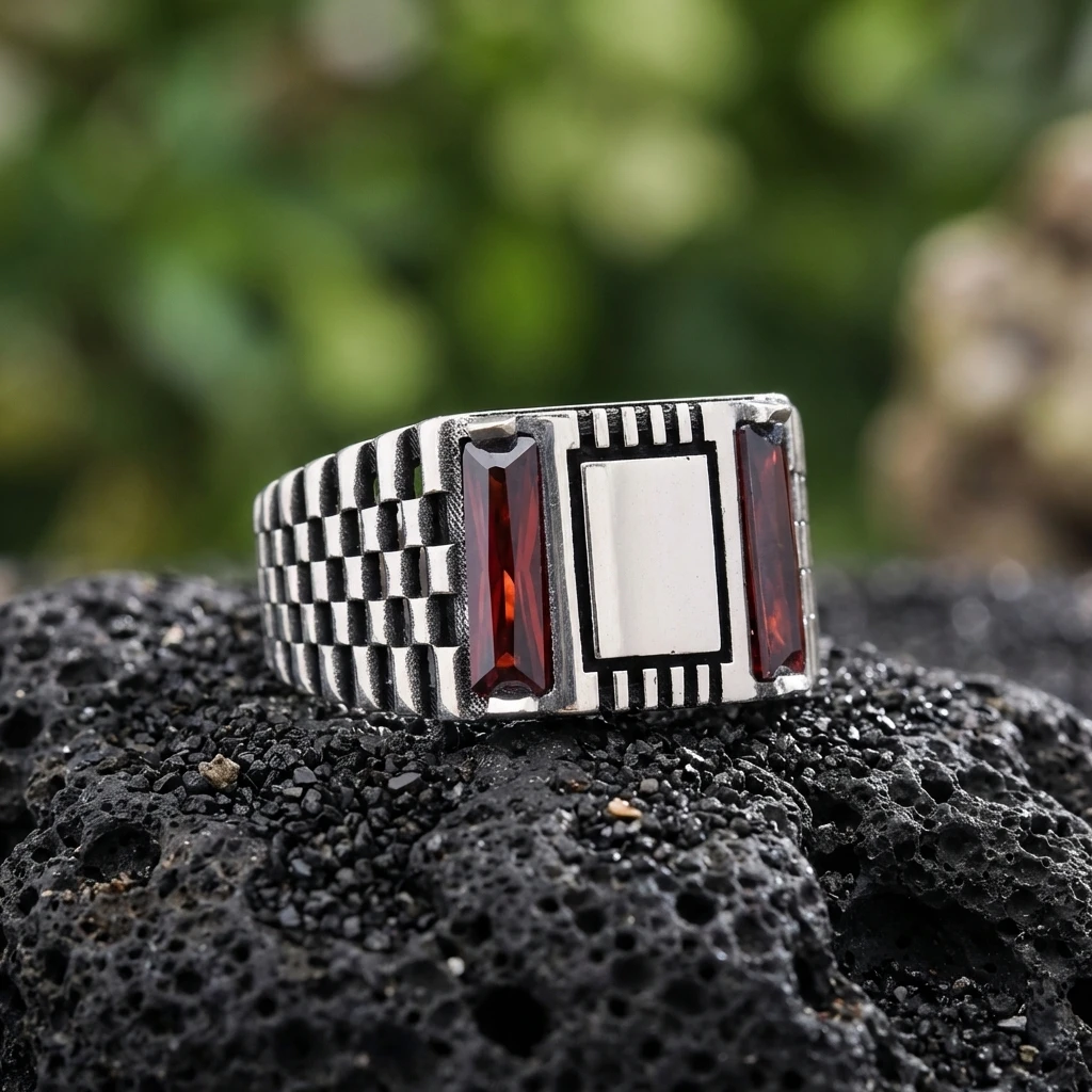 Baget Taş Kordon Tasarımlı Gümüş Yüzük