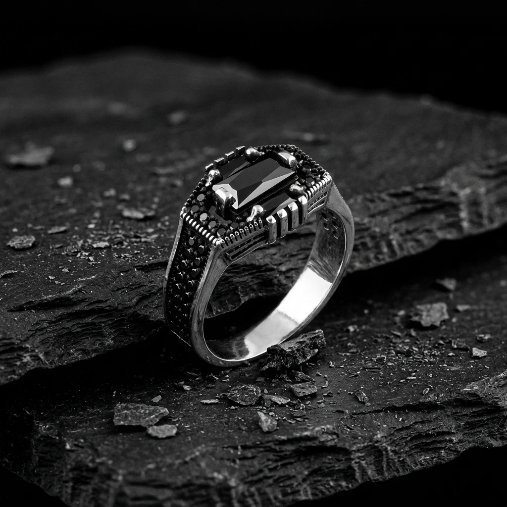 Katmanlı Baget Taşlı Mikro Taşlı Gümüş Yüzük