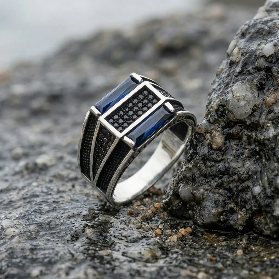 Mikro Taşlı Gümüş Yüzük