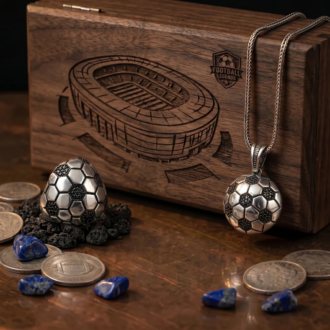 Futbol Temalı Mikro Taşlı Gümüş Set