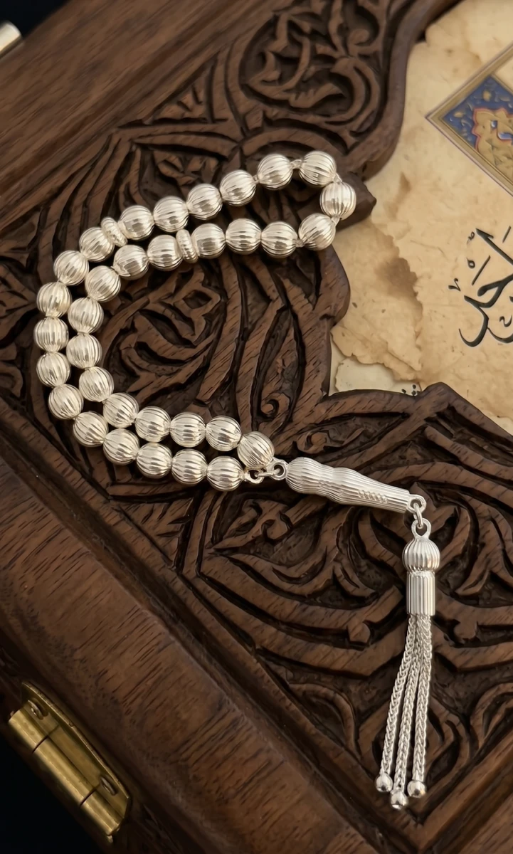Karpuz Kesim Küre 925 Ayar Gümüş Tesbih