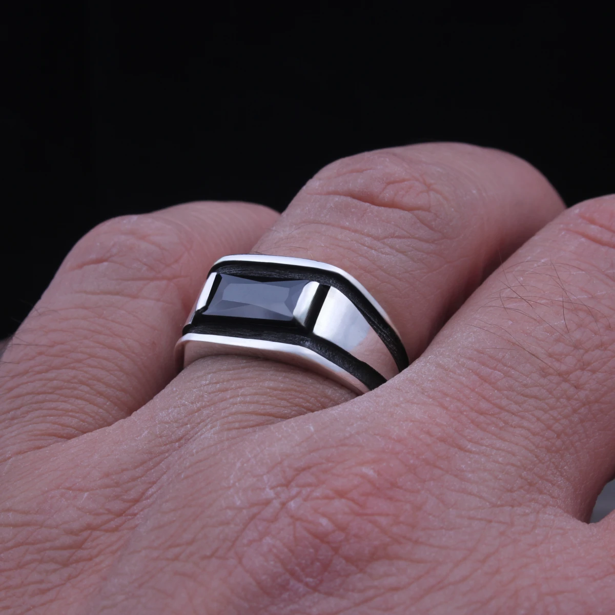 Baget Taş Sade Tasarım Gümüş Yüzük