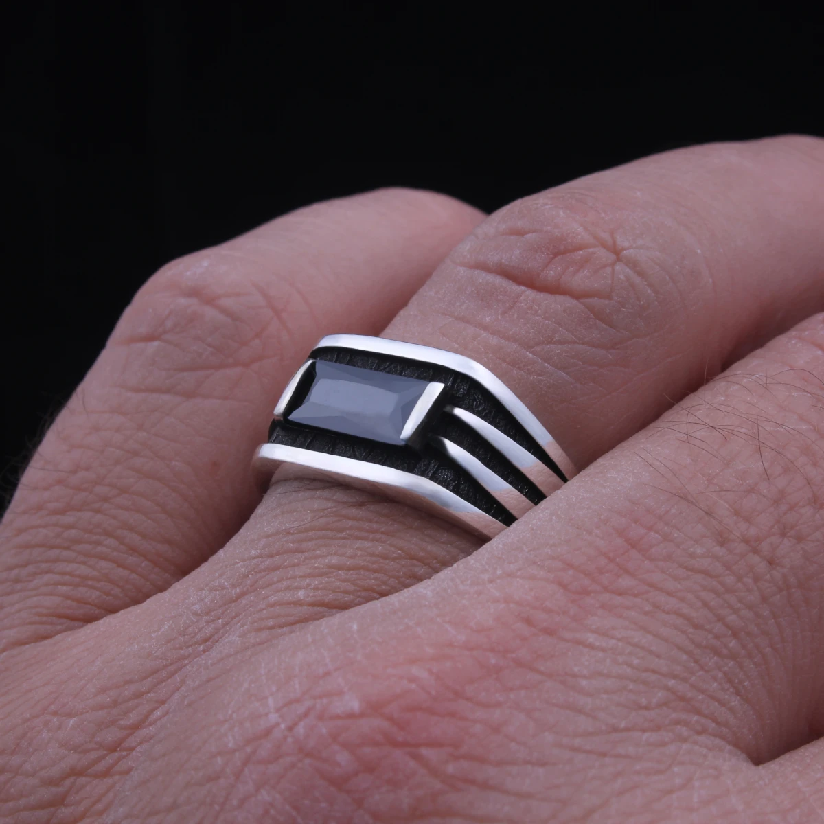 Baget Taş Sade Tasarım Gümüş Yüzük