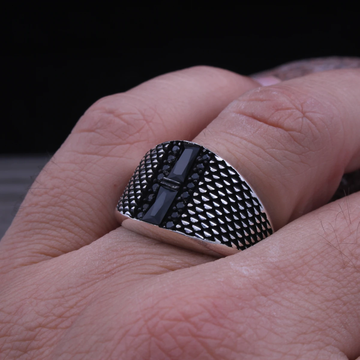 Baget Taş Özel Tasarım Gümüş Yüzük