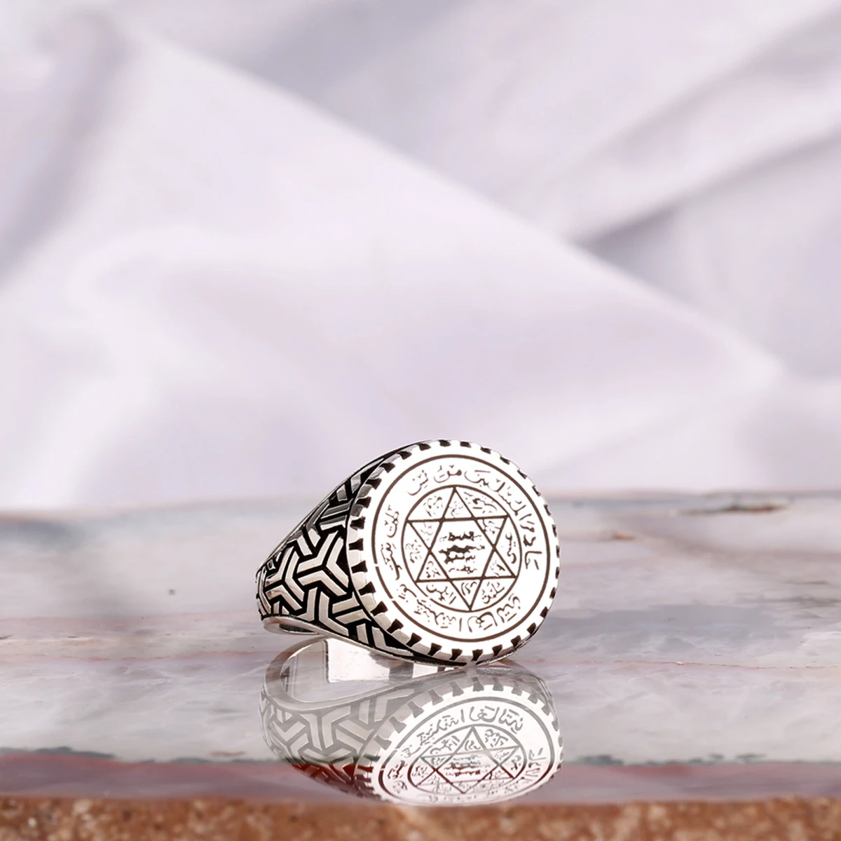 Mührü Süleyman Tasarım Gümüş Erkek Yüzüğü