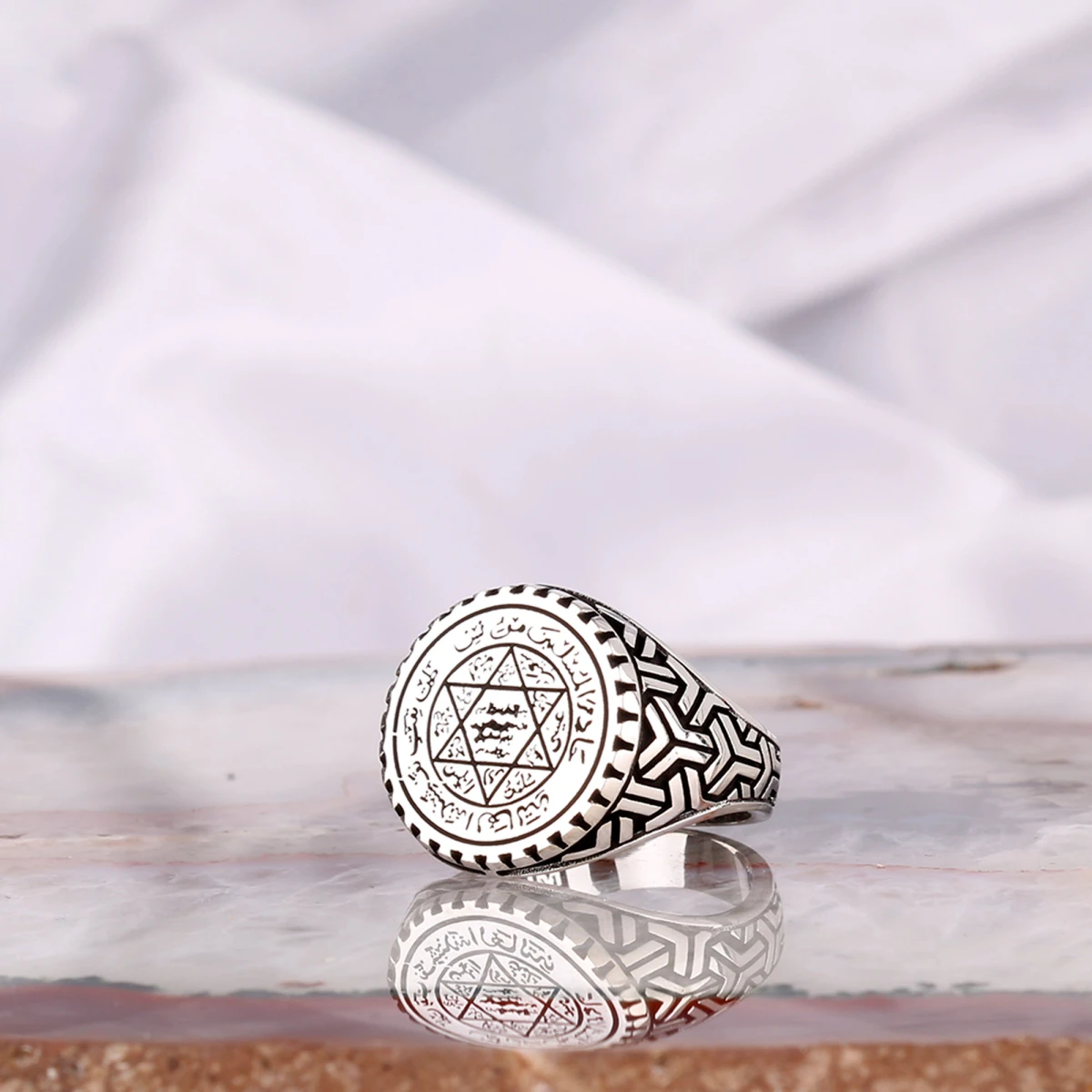 Mührü Süleyman Tasarım Gümüş Erkek Yüzüğü