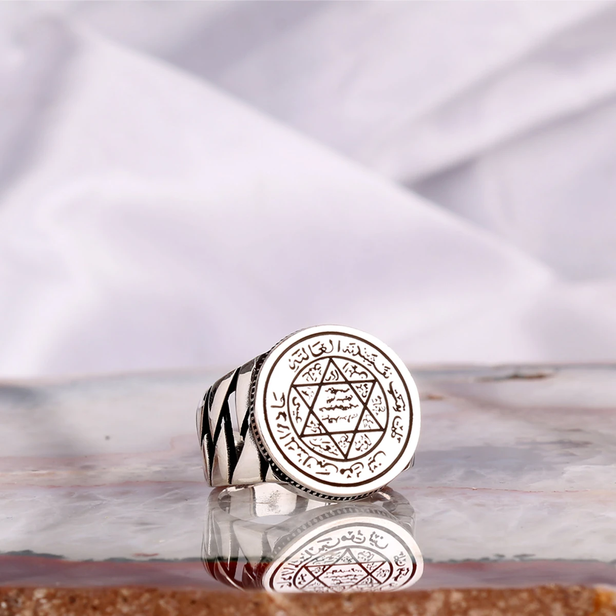 Mührü Süleyman Tasarım Gümüş Erkek Yüzüğü