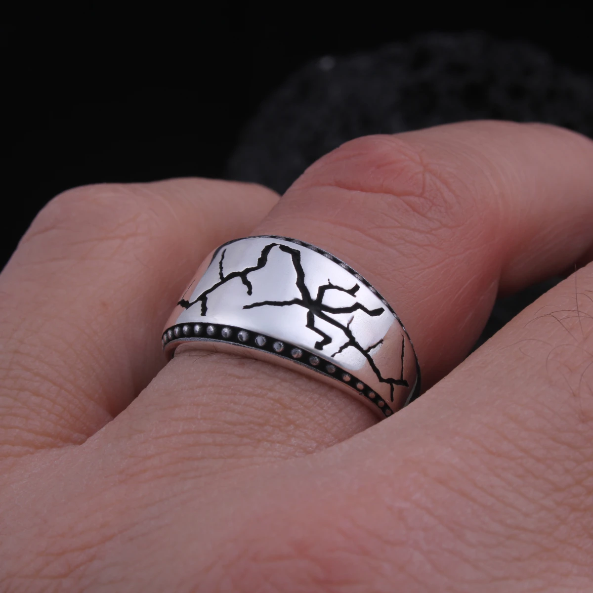 Şimşek Tasarım Gümüş Erkek Yüzüğü