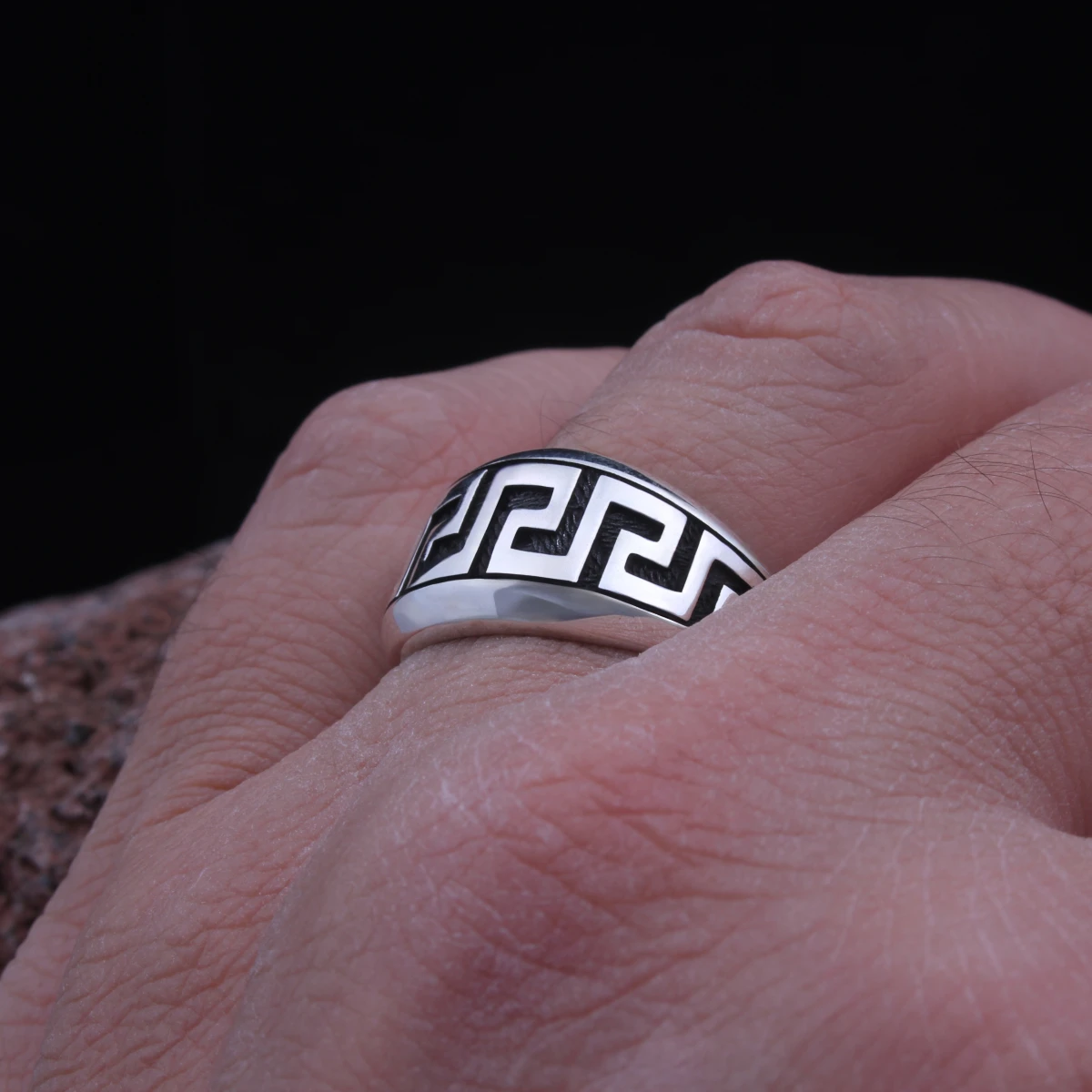 Greek Tasarım Gümüş Erkek Yüzüğü