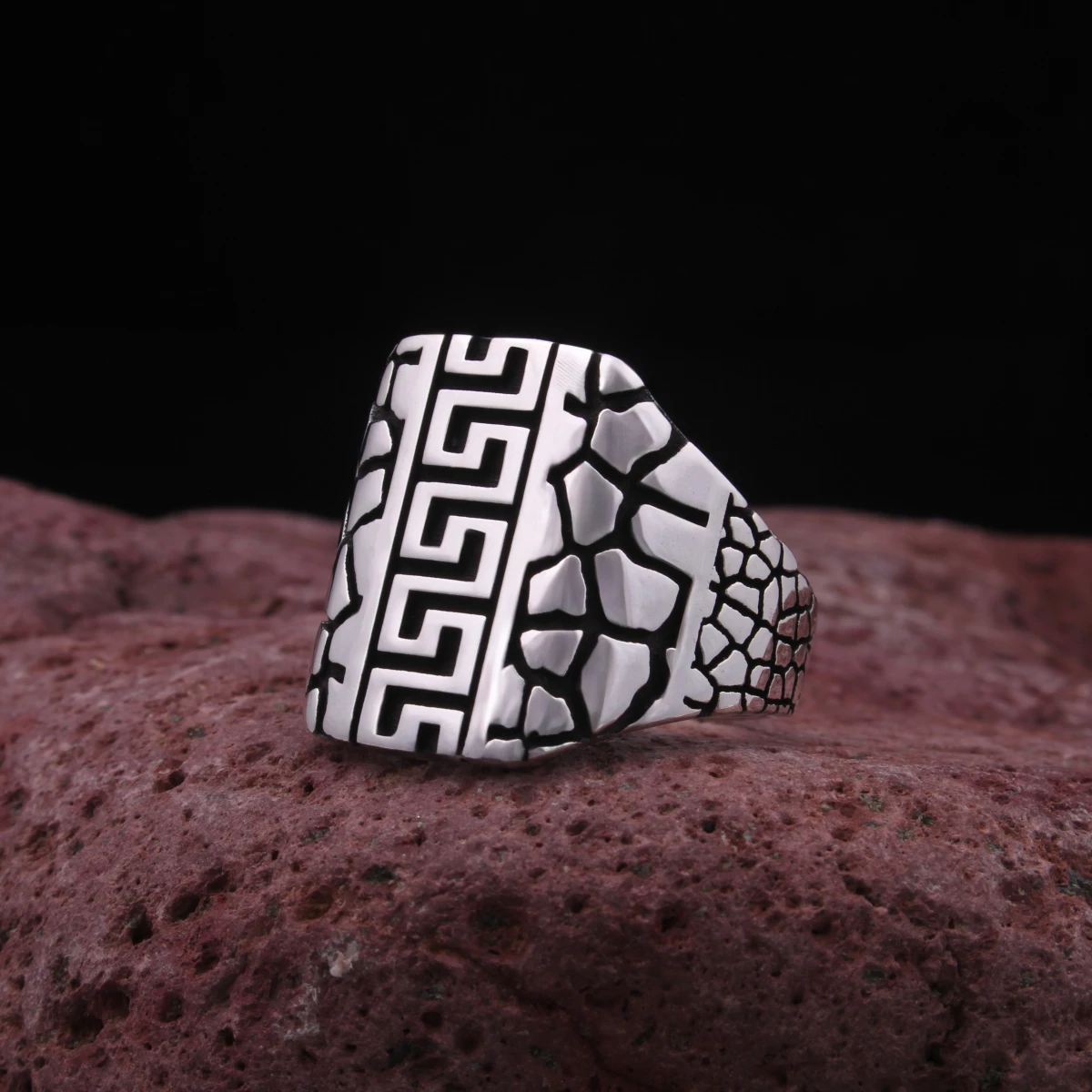 Greek Tasarım Gümüş Erkek Yüzüğü