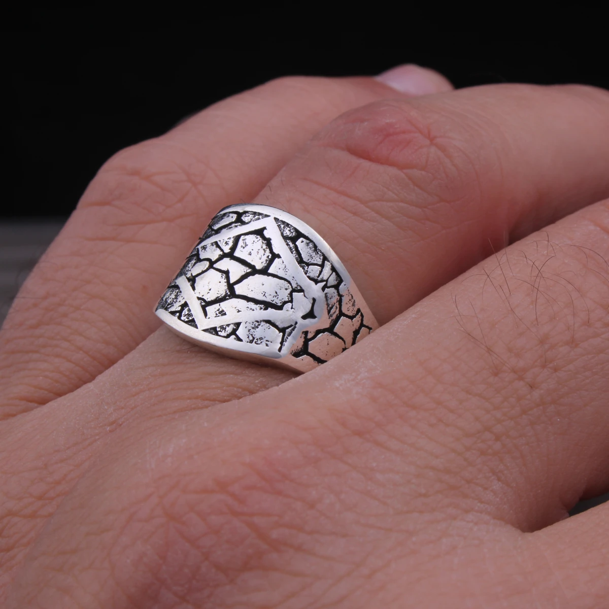 Taş Tasarım Gümüş Erkek Yüzüğü
