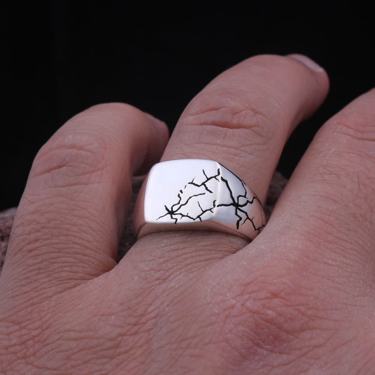 Şimşek Tasarım Gümüş Erkek Yüzüğü