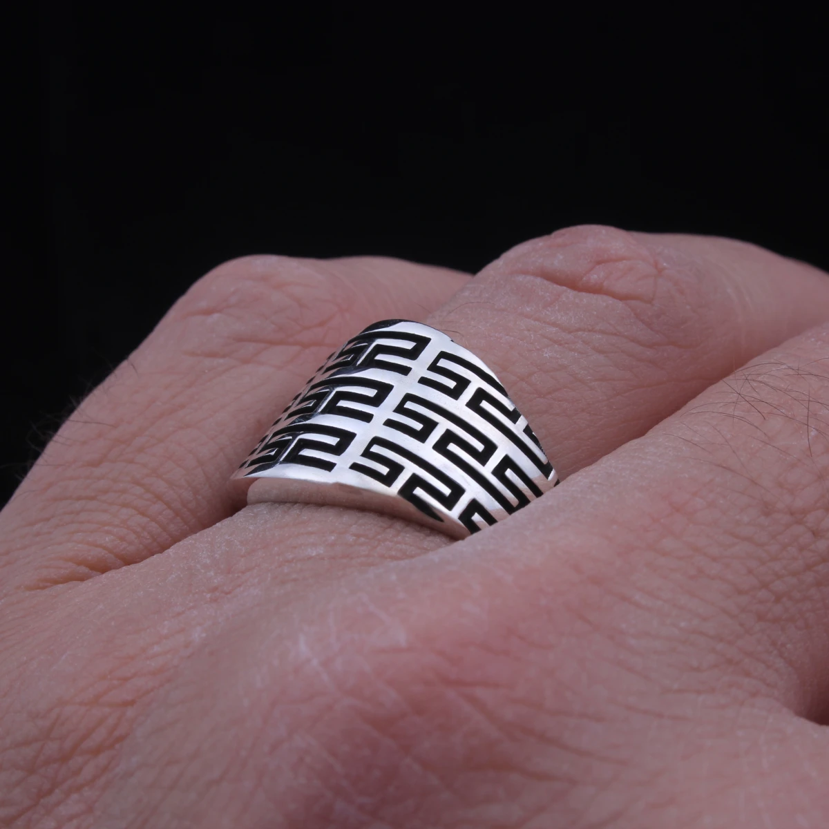 Greek Tasarım Gümüş Erkek Yüzüğü