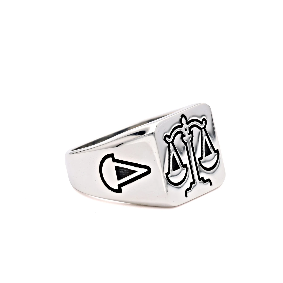 Minimalist Adalet Terazisi Motifli Erkek Yüzüğü