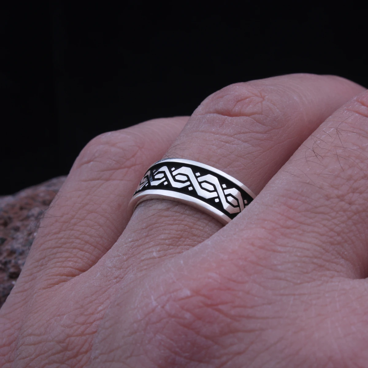 Örgü Tasarım Alyans Gümüş Erkek Yüzüğü