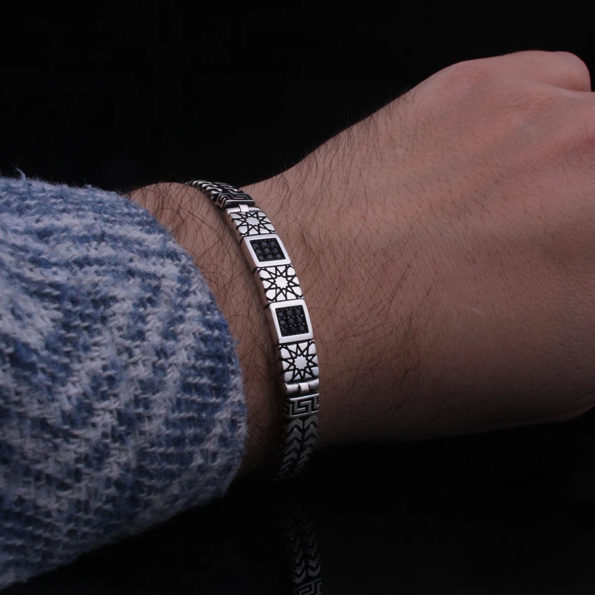 Selçuklu Yıldızı Motifli Balıksırtı Erkek Bileklik