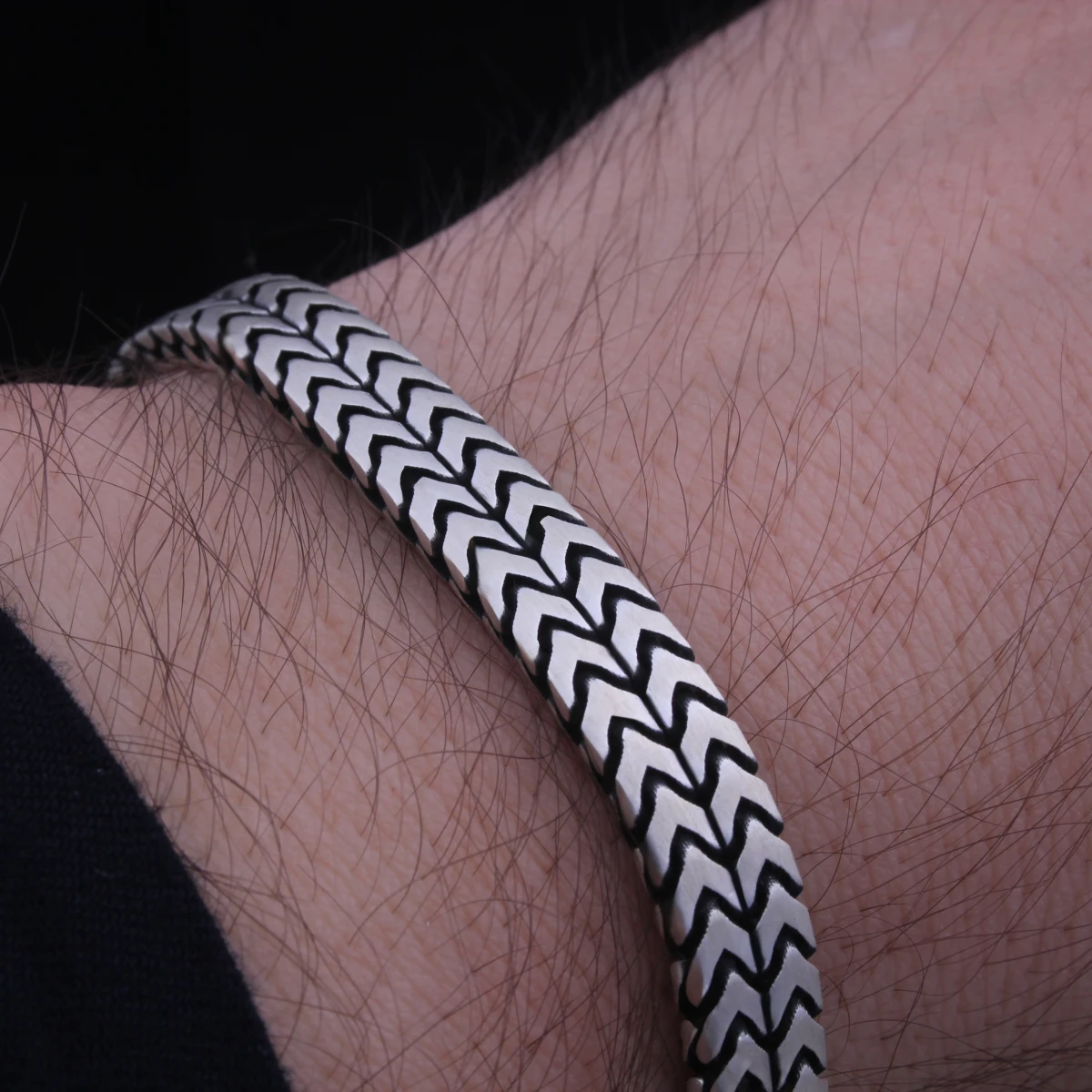 Gümüş El Örmesi Pullu Model Erkek Bileklik