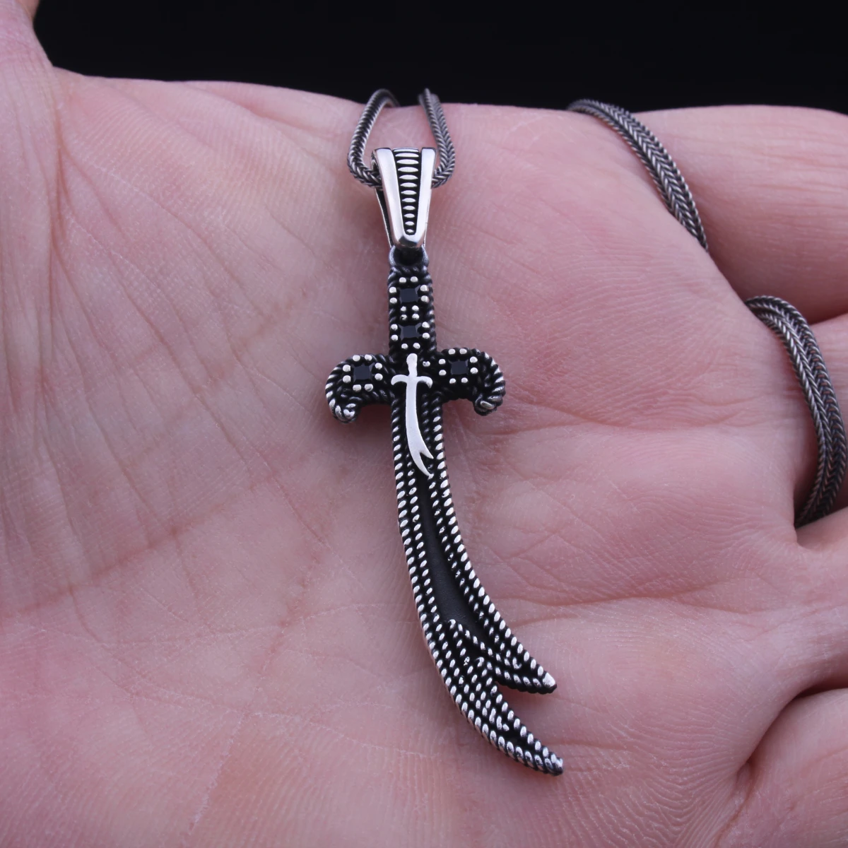 Zülfikar Tasarımlı Gümüş Erkek Kolye Ucu