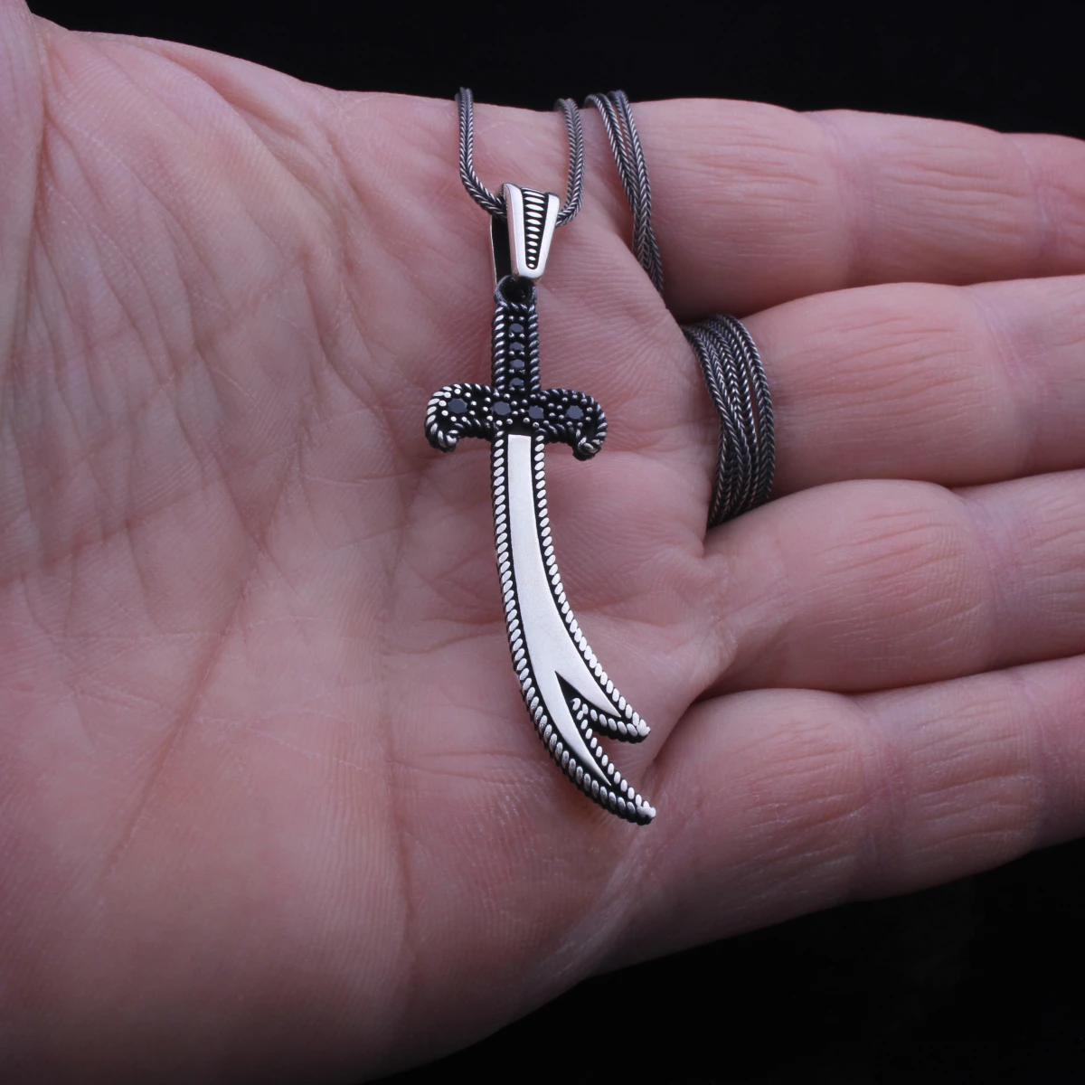 Zülfikar Tasarımlı Gümüş Erkek Kolye Ucu